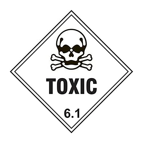 Toxic Class 6.1 Label Roll of 250 Self-Adhesive Vinyl 100mm x 100mm