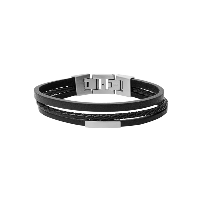 Fossil Men's Stainless steel or leather with fold over closure bracelet
