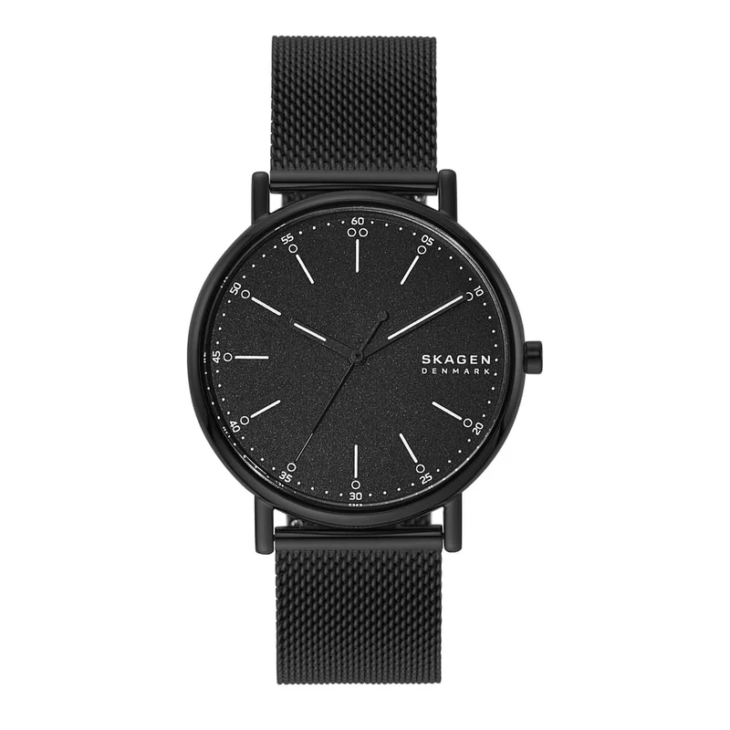 Skagen Watch for Men Signatur, Three Hand Movement, 40 mm Midnight Stainless Steel Case with a Stainless Steel Mesh Strap, SKW6579