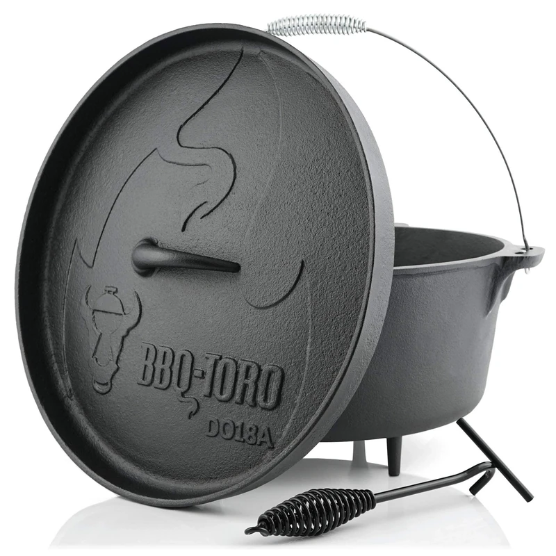 BBQ-Toro Dutch Oven Alpha Serie | preseasoned | Different sizes | Pre-seasoned cast iron dutch pot | Dutch oven cast iron (DO18A - 19.0 Litres, pot with feet)