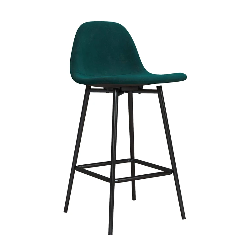 DHP Furniture Calvin Upholstered Counter Stool, Metal, Velvet Green
