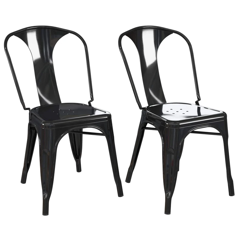 DHP Furniture Finn Metal Dining Chair Black 2PK