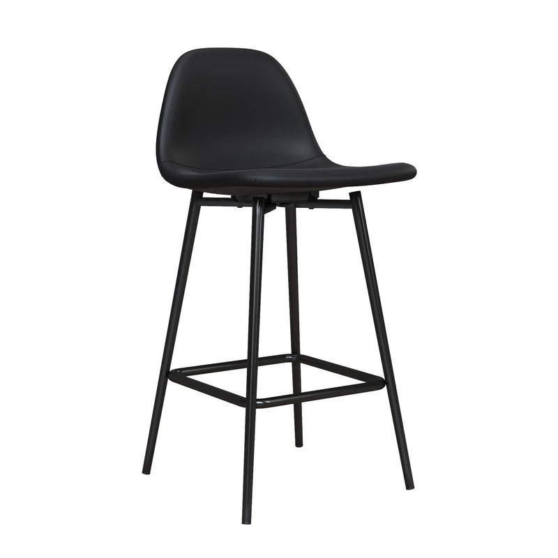 DHP Furniture Calvin Upholstered Counter Stool, Metal, PU Black - Image 1