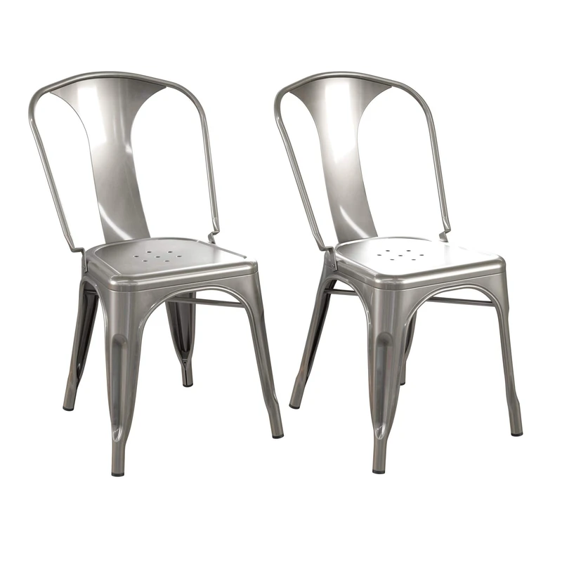 DHP Furniture Finn Metal Dining Chair Gunmetal Grey 2PK