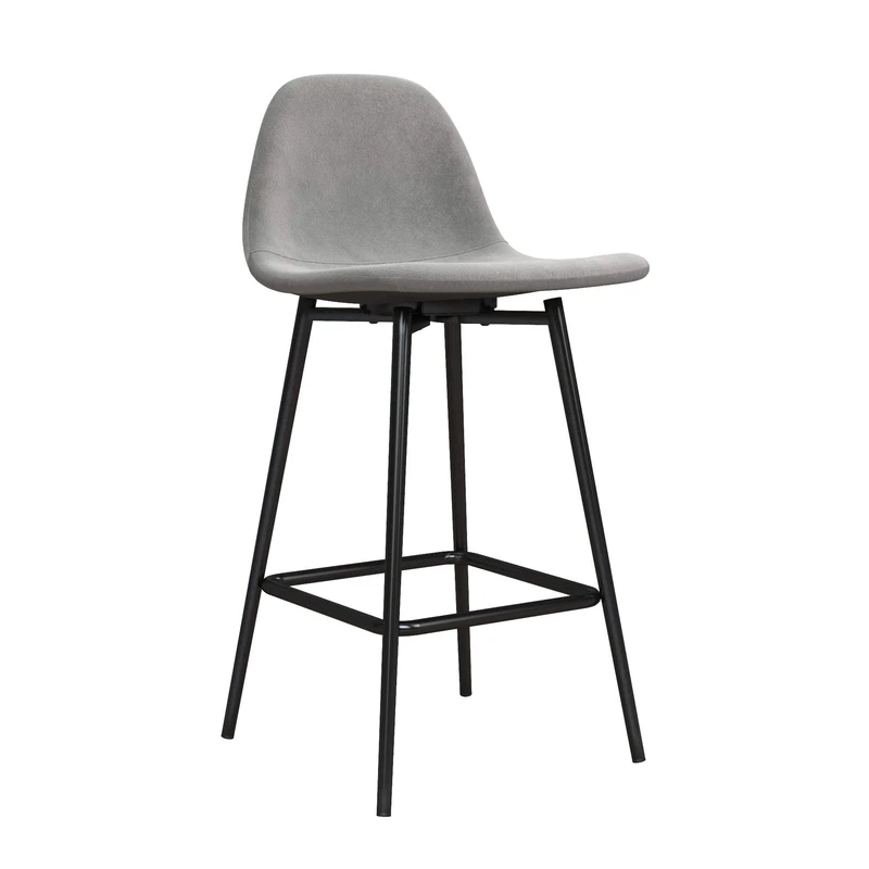 DHP Furniture Calvin Upholstered Counter Stool, Metal, Velvet Grey