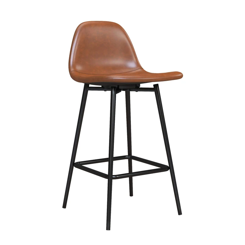 DHP Furniture Calvin Upholstered Counter Stool, Metal, PU Caramel