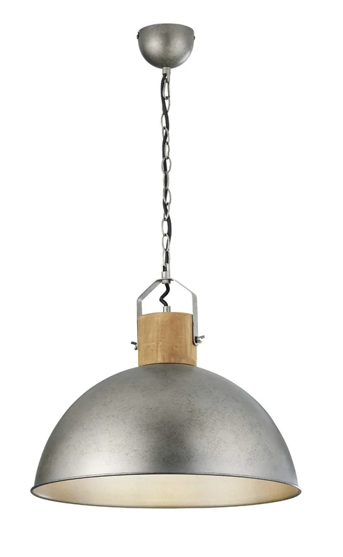 Trio Leuchten Delhi 303400167 Pendant Light Metal Antique Nickel Matte with Spout Wood Excl. 1x E27