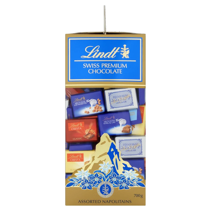 Lindt Swiss Assorted Napolitains – 700g Gift Box – Mothers Day, Easter Chocolate Selection – Milk, Dark & White Mini Bars for Sharing