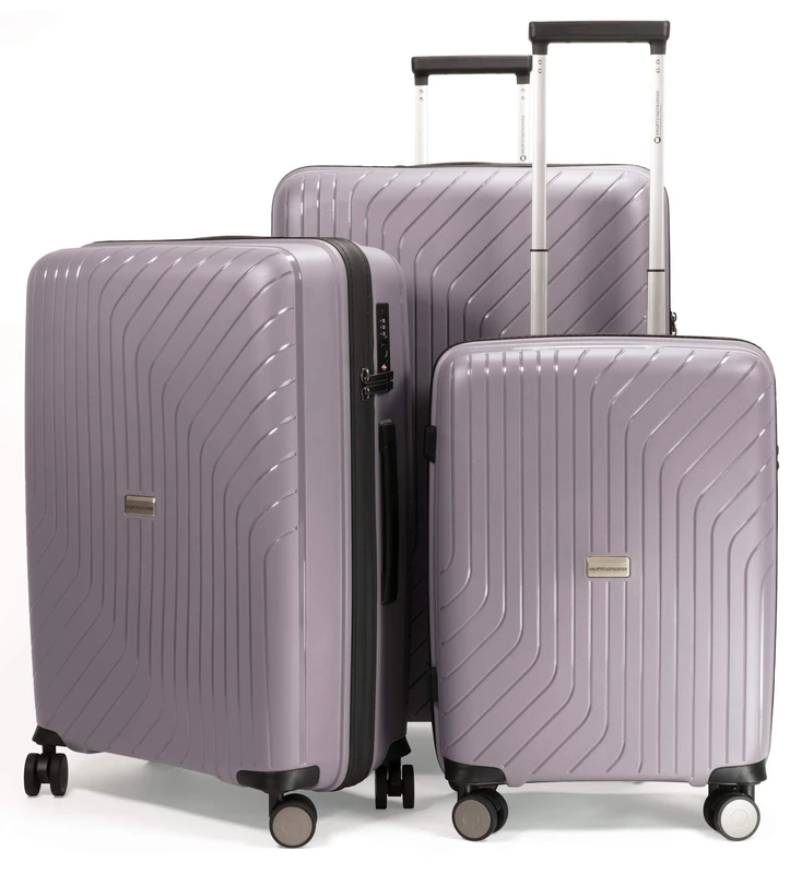 HAUPTSTADTKOFFER - TXL - Lightweight Luggage Set of 3 Hard-Side Trolley, Polypropylene, 55 cm 66 cm & 76 cm (S, M & L), TSA, Silver