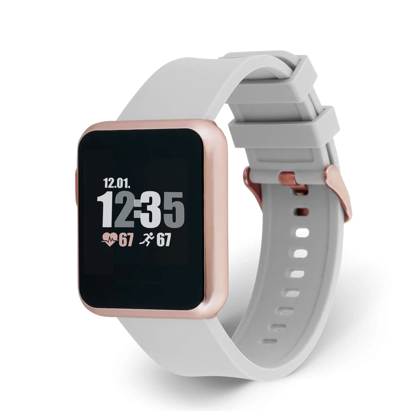 X-WATCH KETO SUN REFLECT Smart Watch, Always On Colour Screen, Heart Rate Monitor, Step, Calorie & Distance Counter, Stopwatch.IP68 Waterproof, Battery life up to 20 Days, Android & iOS - Soft Grey