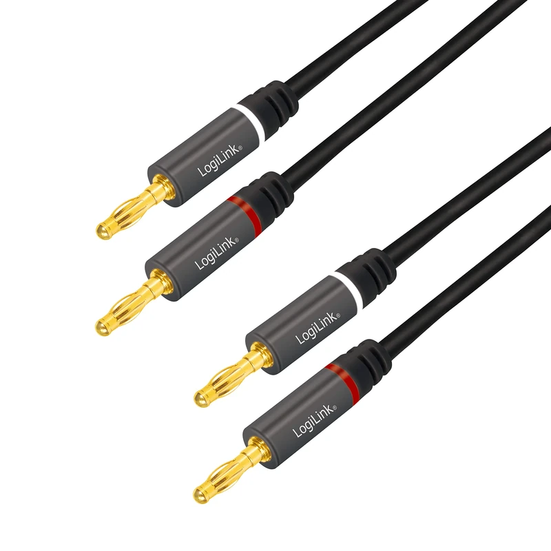 LogiLink 2x 2 Banana Plugs with Gold-Plated Contacts