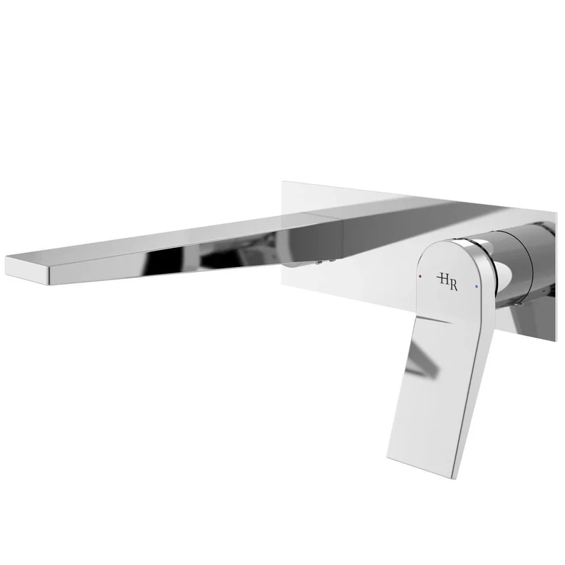 Hudson Reed SOA328 Soar Modern Bathroom Wall Plated Mounted Single Lever Handle Basin Mixer Tap, 129mm x 210mm, Chrome