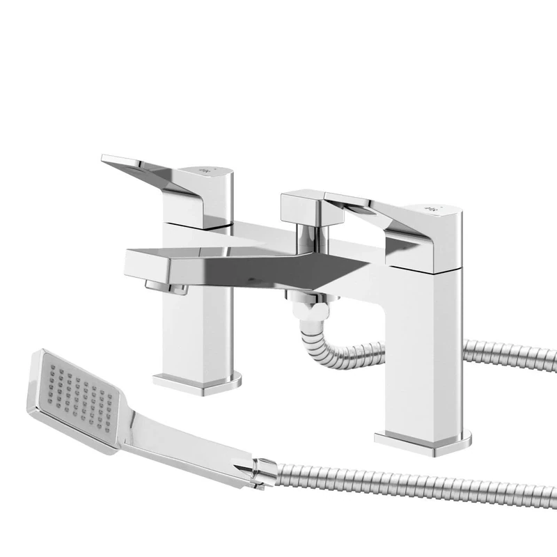 Hudson Reed SOA304 Soar | Modern Bathroom Deck Mounted Bath Shower Mixer Tap, 143mm x 231mm, Chrome