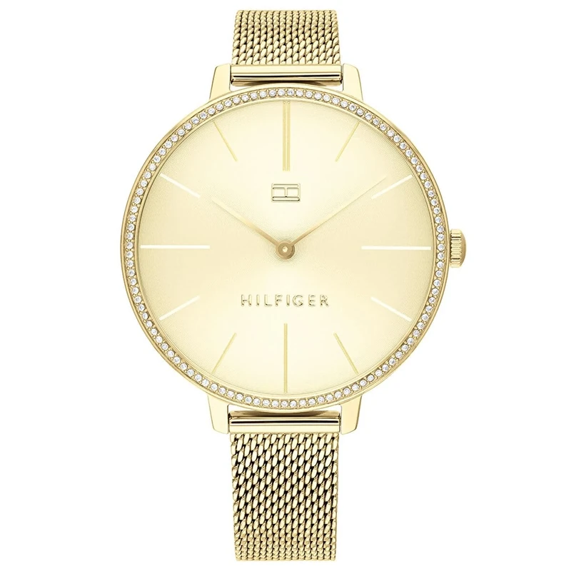 Tommy Hilfiger Analogue Quartz Watch for Women with Gold Colored Stainless Steel Mesh Bracelet - 1782114
