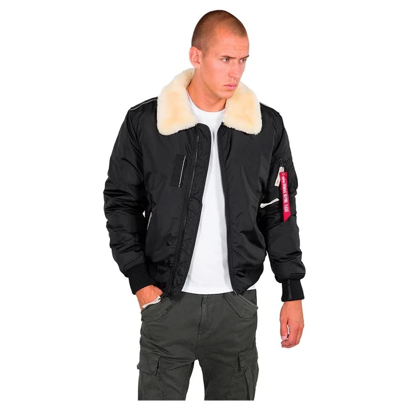 Alpha Industries Men's Injector III Bomber Jacket, Black/Beige, X-Small