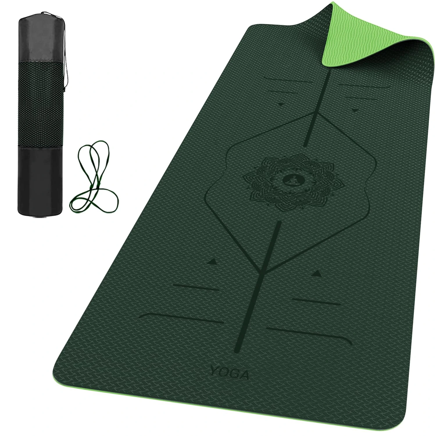 ROMIX Pro Yoga Mat with Alignment Lines 6mm, Non-Slip Ultra Lightweight Sweat Resistant Eco-Friendly Gym Workout Mat with Carry Bag and Strap for Women Men for Pilates Gymnastics