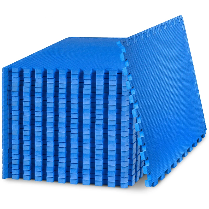 ProsourceFit Extra Thick Puzzle Exercise Mat 3/4", EVA Foam Interlocking Tiles for Protective, Cushioned Workout Flooring for Home and Gym Equipment, Blue 4-Pack, 3/4" Thick 96 Square Feet