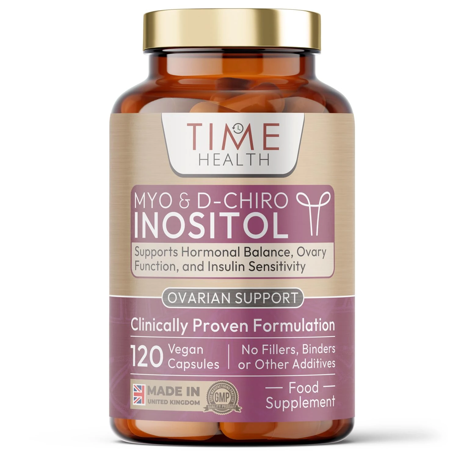 Myo & D Chiro Inositol - Clinically Proven - PCOS Support - 6X More D Chiro Inositol for Enhanced Benefits - 120 Capsules - Vegan - No Additives (120 Capsules)