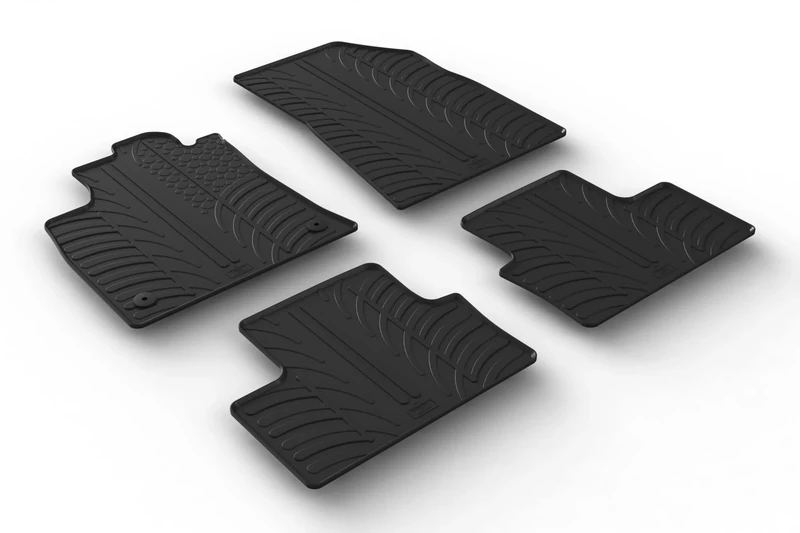 Gledring 0029 Set of Rubber Mats for Renault Clio V HB 9/2019- (T Profile 4 Pieces + Mounting Clips), Black, Set of 4