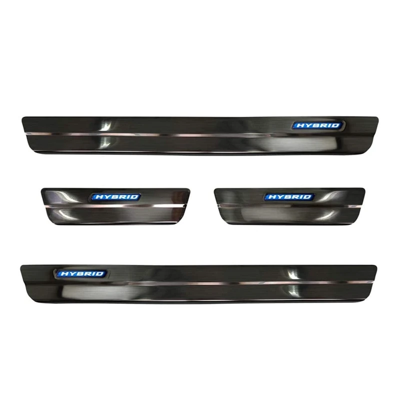 Avisa Black Inox door sill protectors compatible with Toyota Corolla XII Limousine/Hatchback/Touring Sports 5-Türer 2019- & Toyota Corolla Cross 2022- & Suzuki Swace Combi 2020- 'Hybrid' 4-pieces