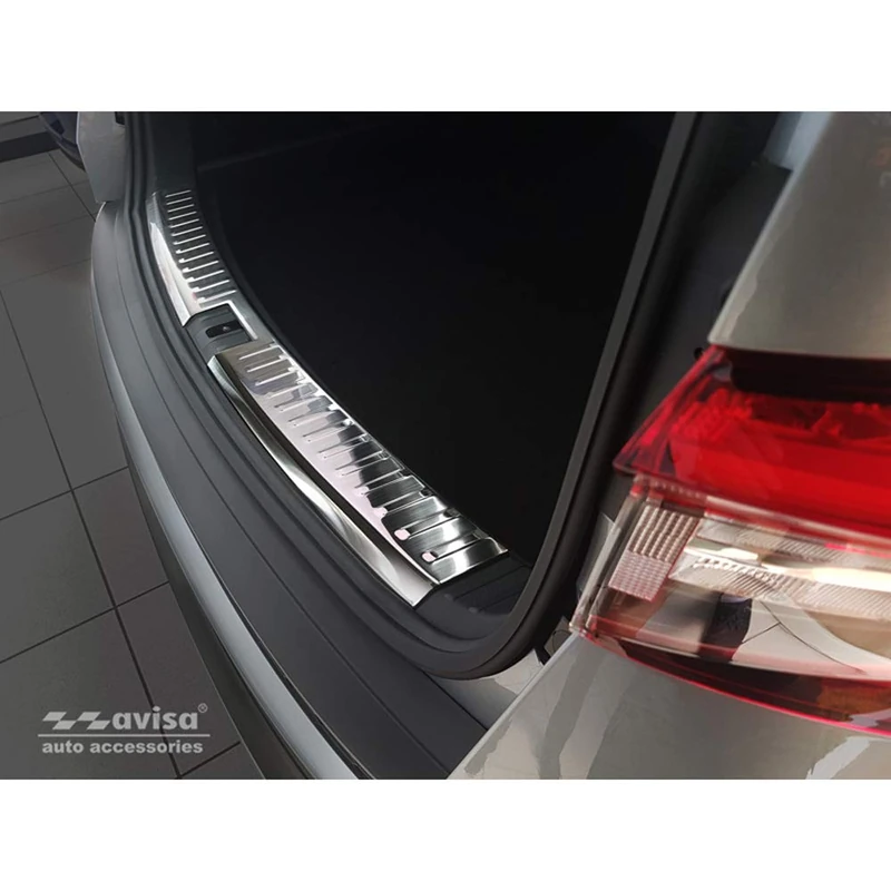 Avisa Stainless Steel Inner Rear bumper protector compatible with Skoda Kodiaq 2017-2021 & FL 2021-2024 'Ribs'