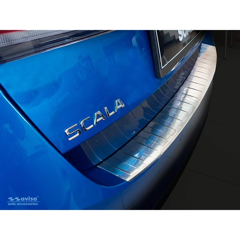 Avisa Stainless Steel Rear bumper protector compatible with Skoda Scala 2019-2024 & Facelift 2024- 'Ribs' - Image 1
