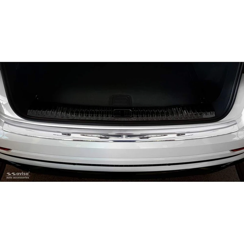 Avisa Chrome Stainless Steel Rear bumper protector compatible with Audi Q8 2018-2023 & Facelift 2023- 'Ribs'