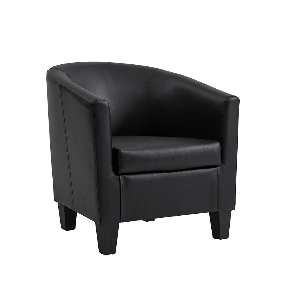 Home Detail Modern Tub Chair, Accent Bedroom Seat, Living Room Chair, Dining Chairs, Small Armchair or Occasional Chairs in Black Faux Leather