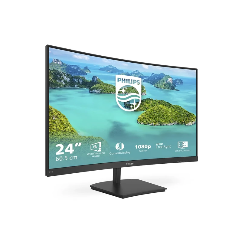 Philips 241E1SCA - 24 inch FHD Curved monitor, 75Hz, 4ms, VA, AMD FreeSync, Speakers, SmartImage (1920 x 1080, 250 cd/m², HDMI/VGA)