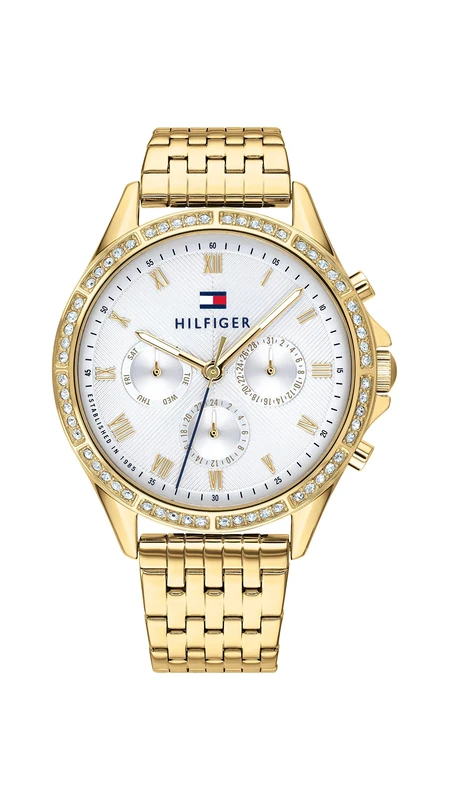Tommy Hilfiger Analogue Multifunction Quartz Watch for Women with Gold Colored Stainless Steel Bracelet - 1782142
