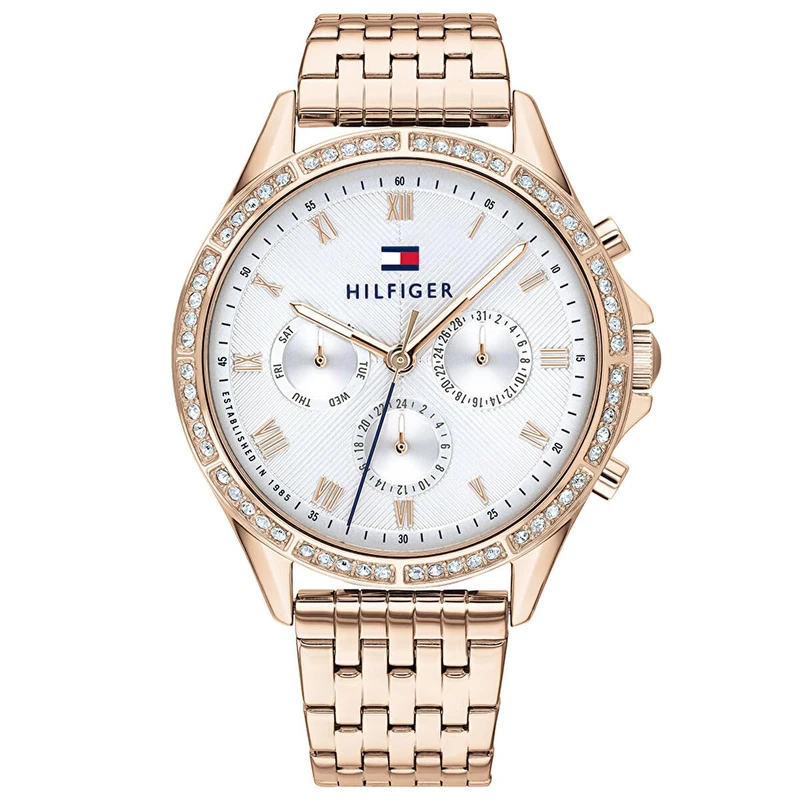 Tommy Hilfiger Analogue Multifunction Quartz Watch for Women with Carnation Gold Colored Stainless Steel Bracelet - 1782143
