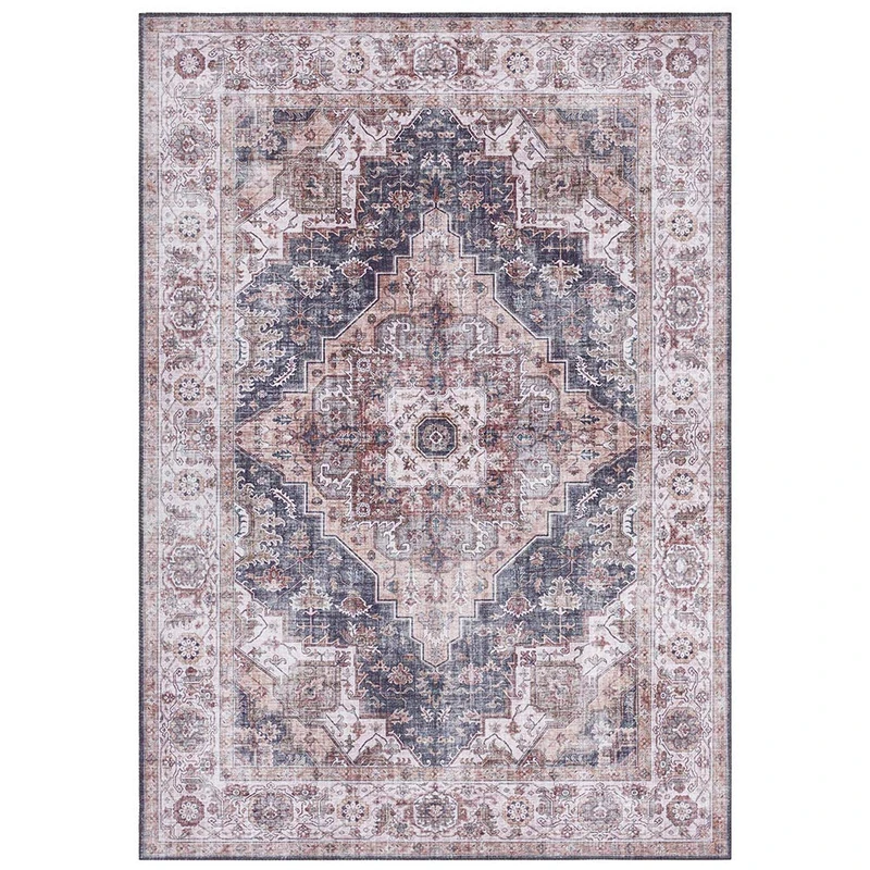 Nouristan Sylla Asmar Living Room Rug, Orient-Touch Detailed Pattern, Floral Curve Pile Flat Weave Rug for Dining Room, Living Room, Bedroom, Grey, 80 x 200 cm