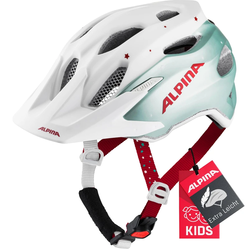 ALPINA Unisex - Children, CARAPAX JR. cycling helmet, pistachio-cherry matt, 51-56 cm
