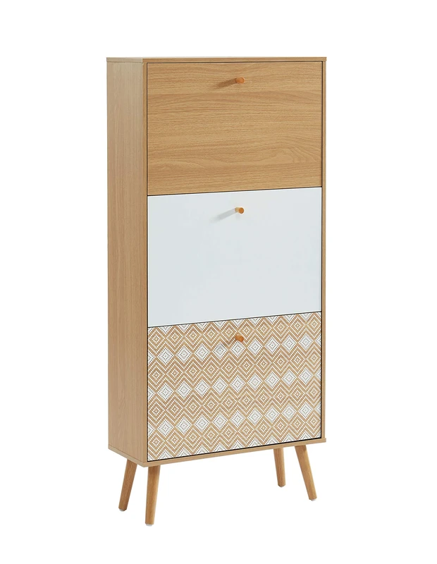 BAÏTA LEIKA shoe cabinet, patterned and oak effect, 60cm - Image 1
