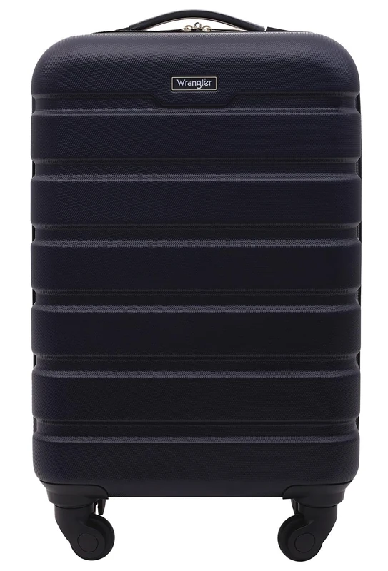 Wrangler 20-Inch Navy Blue Hardside Carry-On Spinner Luggage with Organized Packing, Spinner Wheel System