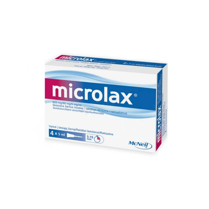 McNeil Microlax Fast-Acting Enema 5ml x4 - Relieves Constipation