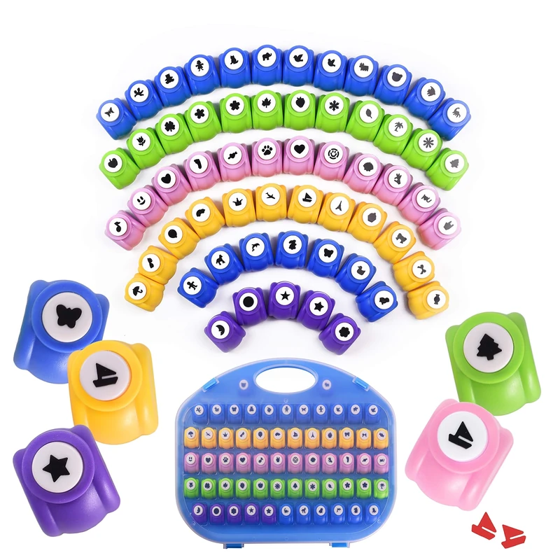 Shape Paper Punch Set | School Scrapbooking Paper Punchers for Arts and Crafts | Hole Punch Shapes, Paper Punches for Crafting | Premium Crafting Supplies Kit Includes 60 Paper Puncher Shapes (60 Pcs)