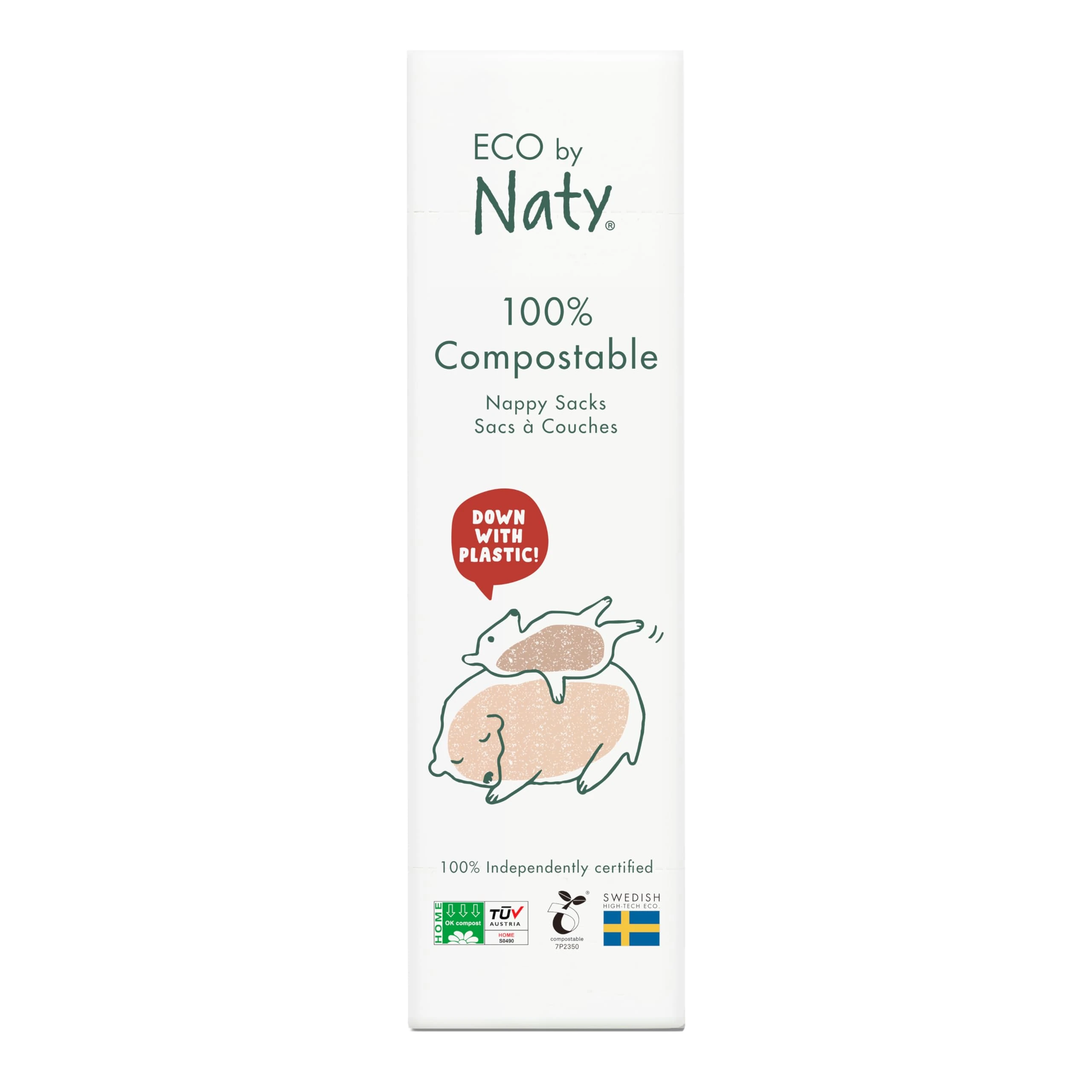 Eco by Naty Disposable Bags - Baby Nappy Sacks, 100% Compostable and Biodegradable (Pack of 50 pieces)