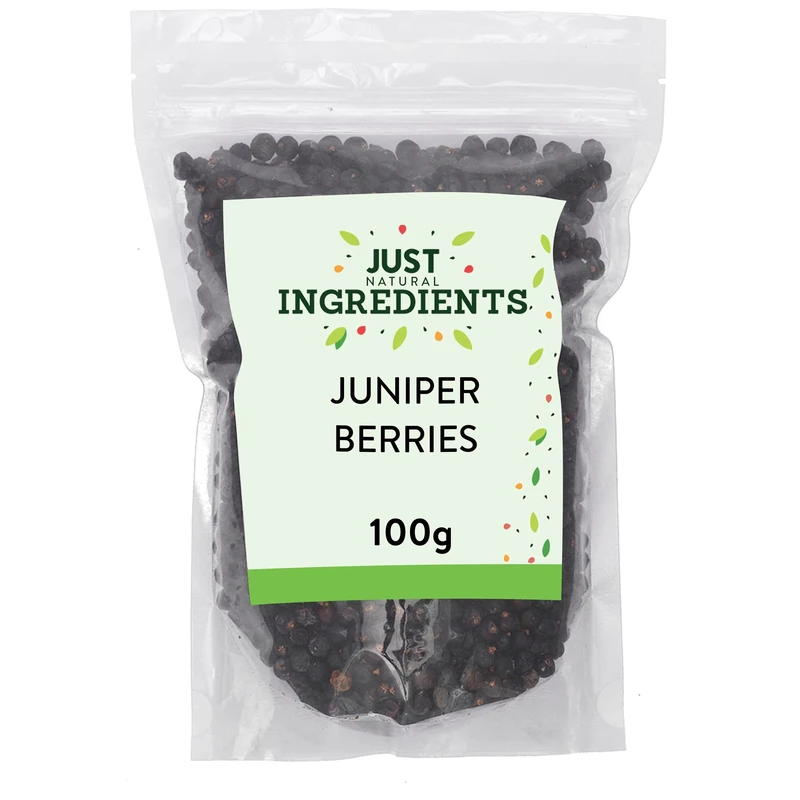 JustIngredients Essentials Juniper Berries 100g, Premium Dried Berries for Cooking, Gin Garnish and Aromatic Infusions ,Tart, Piney Flavour with Citrus Notes, Natural, Vegan, GMO-Free