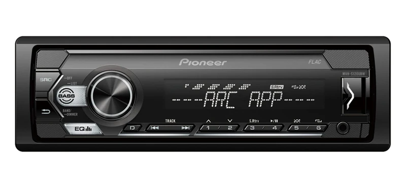 Pioneer MVH-S120UBW 1-DIN receiver with red illumination, USB and compatible with Android devices.