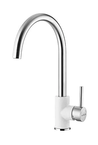 Alveus Kitchen Sink tap Made of Granite with Fixed spout Elza-White/Brushed Steel 2090312