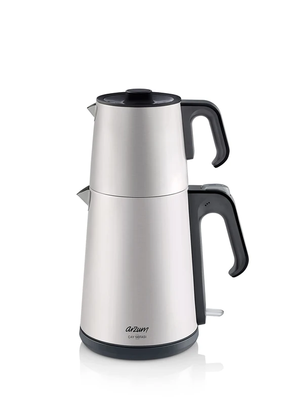 Arzum Electric Tea Machine - Turkish Teapot with 1.2 L Stainless Steel Jug & 1.8 L Kettle - Automatic Shut-Off, Boil Dry Protection, Energy Saving Function, Stainless Steel Tea Filter, 1750 W