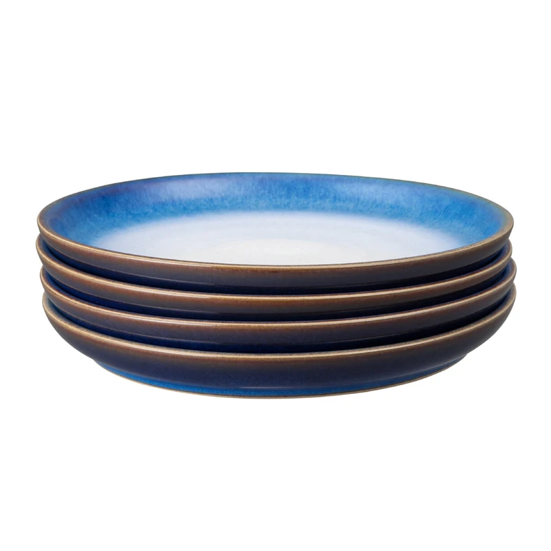 Denby - Blue Haze Coupe Small Plates Set of 4 - Dishwasher Microwave Safe Crockery - Side Plates - Ceramic Stoneware Tableware Plates