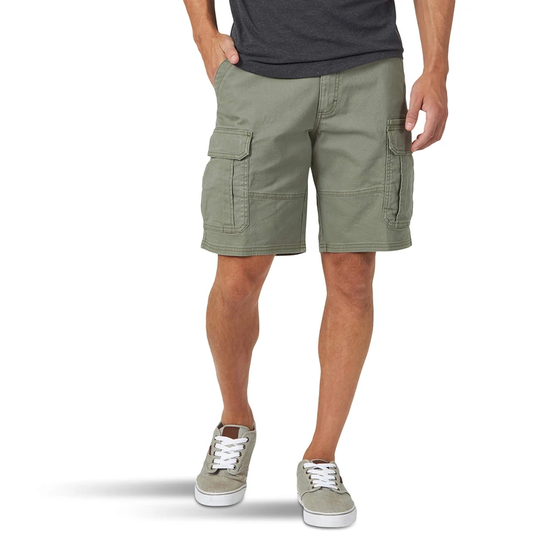 Wrangler Authentics Men's Big & Tall Classic Relaxed Fit Stretch Cargo Short, Dusty Olive, 54