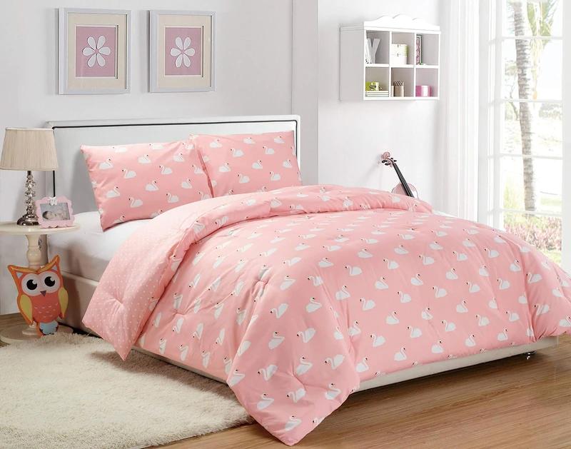 Lala + Bash Chenia Swans 2 Piece Comforter Set, Pretty Pink, Twin