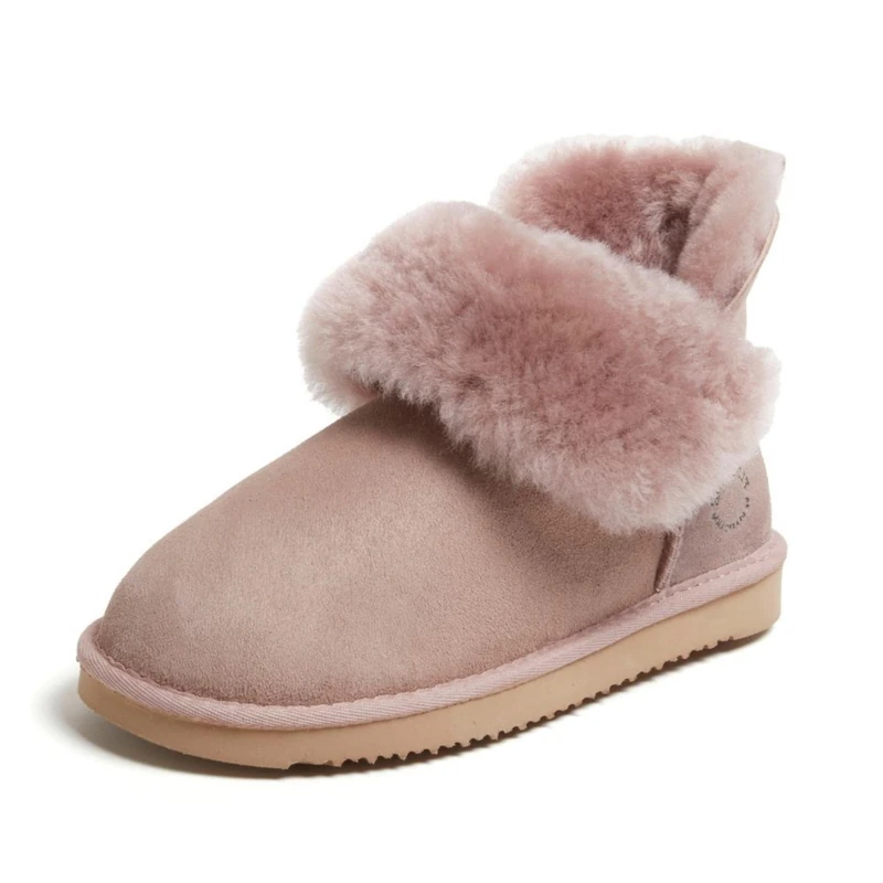Fireside by Dearfoams Women's Fireside Shearling Water Resistant Indoor/Outdoor Foldover Boot Slipper, Dusty Pink, 7 UK