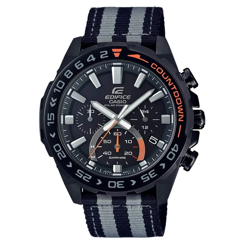 Casio Gents 47.00mm Solar Watch with Black Analogue dial and Multicolour Fabric Strap Strap EFS-S550BL-1AVUEF