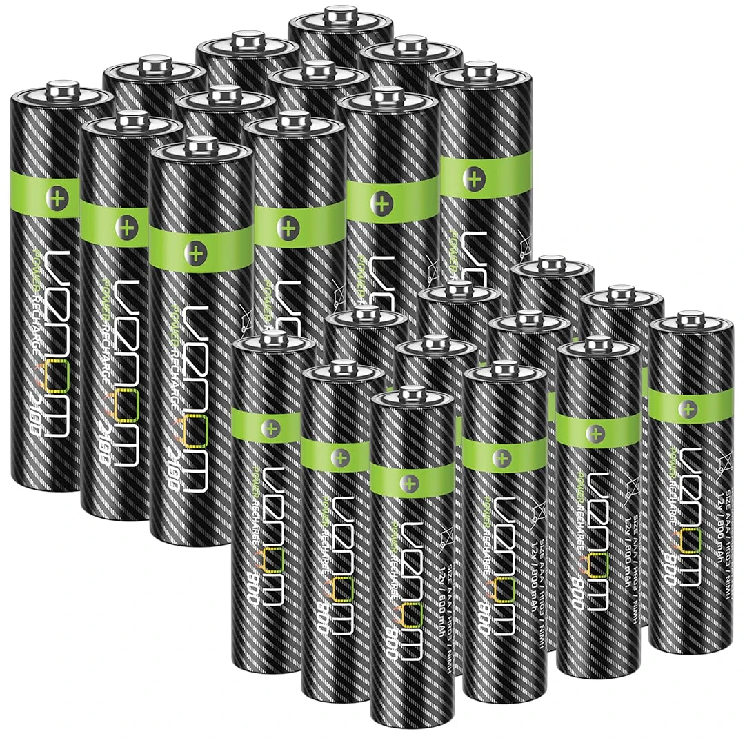 Venom Power Recharge - Premium Rechargeable AA/AAA Batteries (includes 12 x AA Plus 12 x AAA)