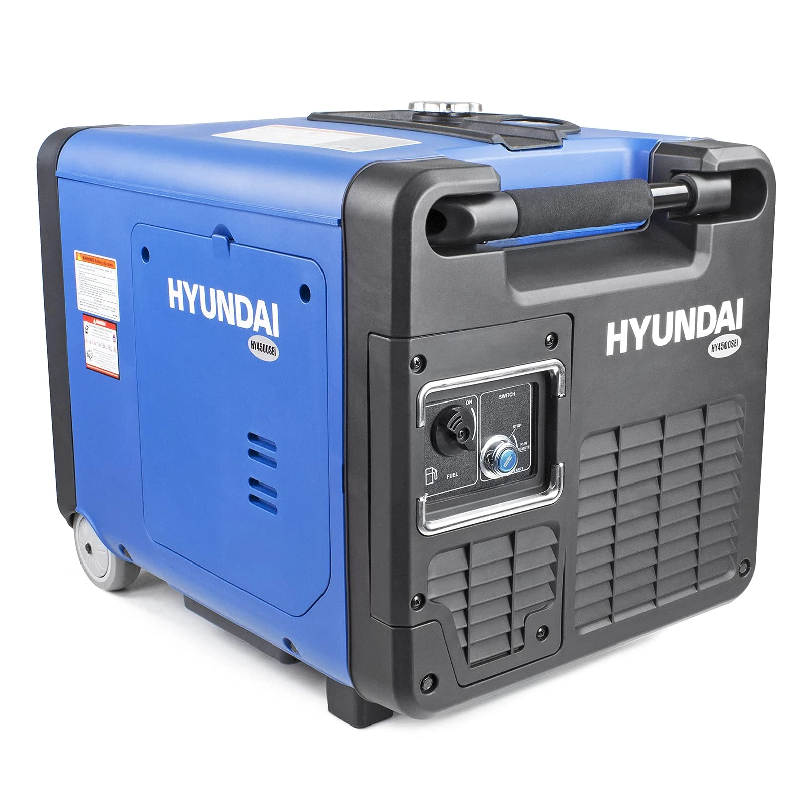 Hyundai 4000W / 4.0kW Portable Petrol Inverter Generator – Electric Start & Remote Keyfob, Wheel Kit, Quiet Closed-Case Design with Pure Sine Wave Output for Home Backup, Camping & Caravans