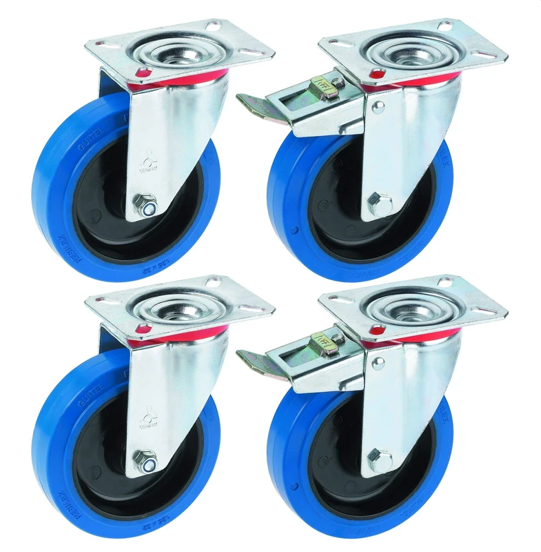 Dörner + Helmer 450677 Roller Set for Pallet Furniture (2 x Swivel Castors with Total Lock) 125 x 36 mm Maximum Load 200 kg per Roll Multi-Coloured